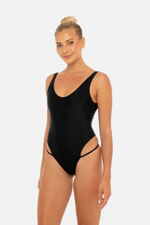 SIDE CUT STRING SCOOP NECK ONE PIECE